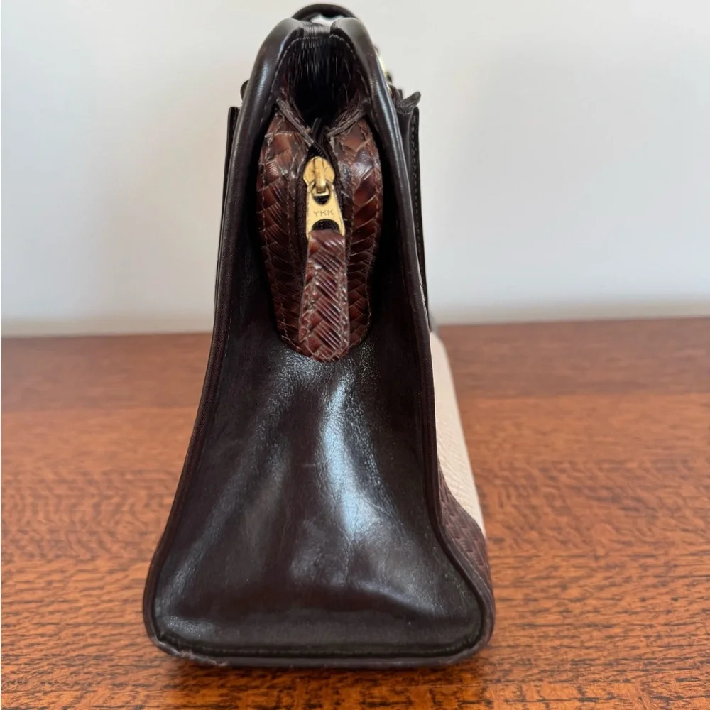 Brahmin Harbour Collection Doctor Bag Brown and Cream Vintage EUC